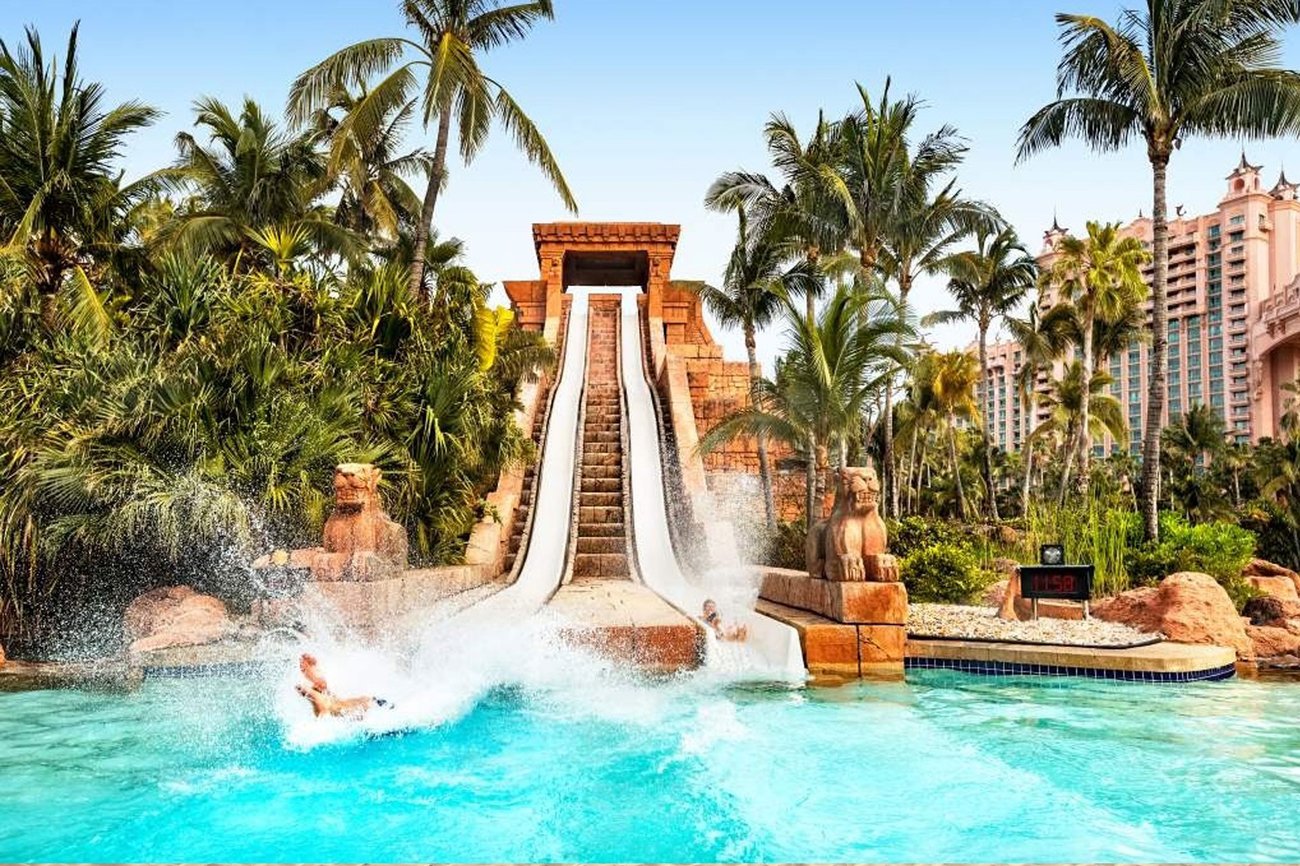 View of waterslide at Aquaventure at Atlantis Resort on a JetBlue Vacations all inclusive package to the Bahamas