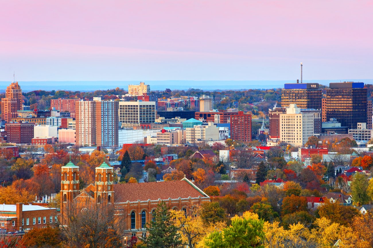 Aerial view of Syracuse on a New York Flight + Hotel JetBlue Vacations all inclusive package