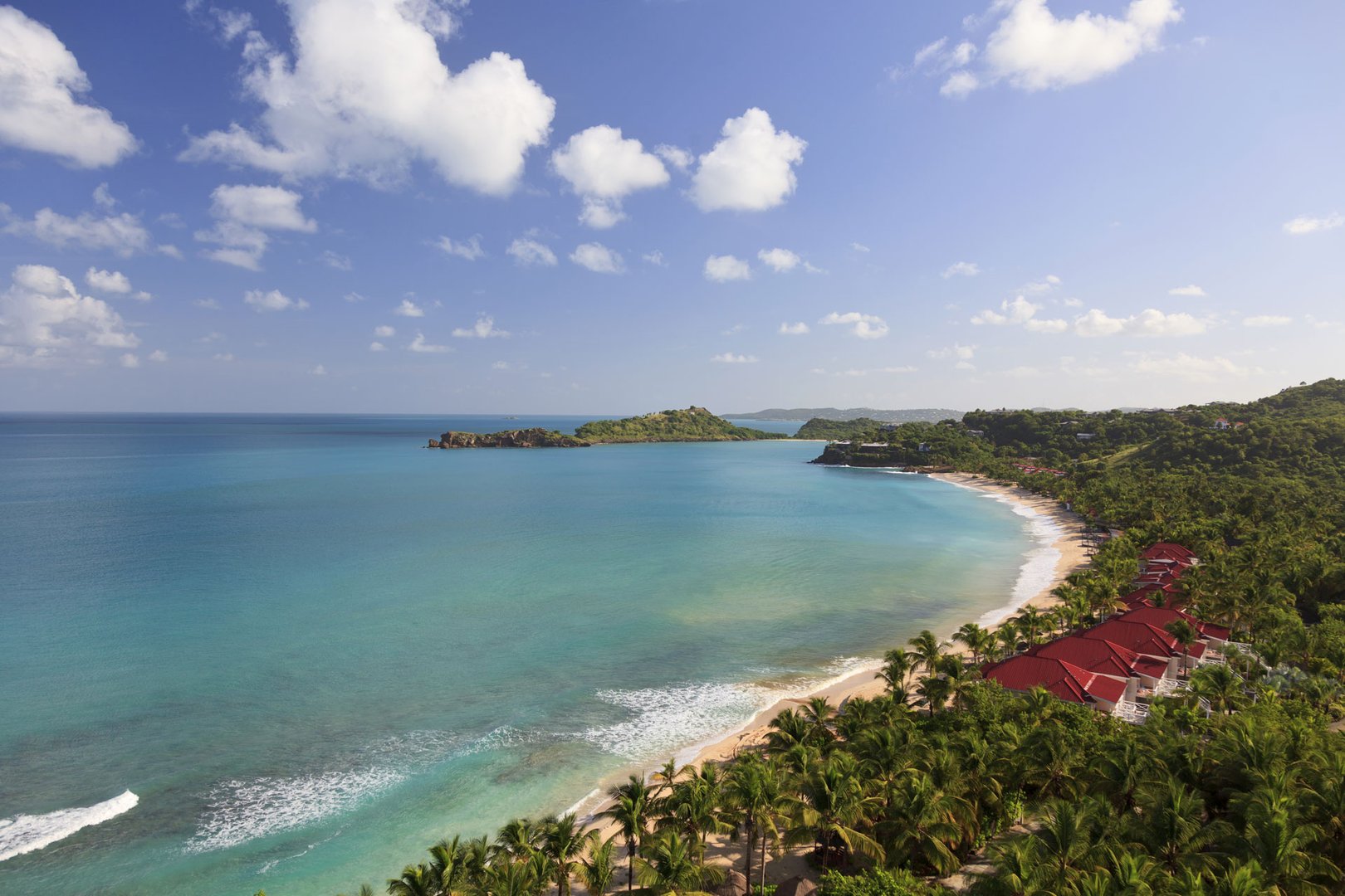 Aerial view of Galley Bay, Antigua on a JetBlue Vacations Flight + Hotel All Inclusive Package