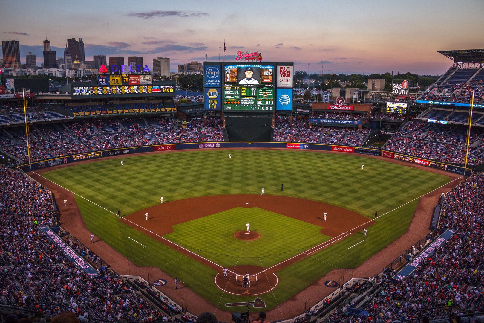 Aerial view of Atlanta Braves game on an Atlanta Flight + Hotel JetBlue Vacations all inclusive package