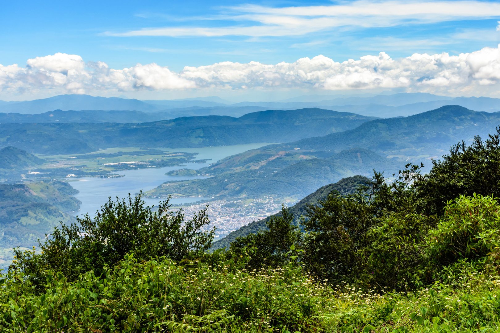 Aerial view of foliage and mountains in Guatemala City on a JetBlue Vacations Flight + Hotel all inclusive package