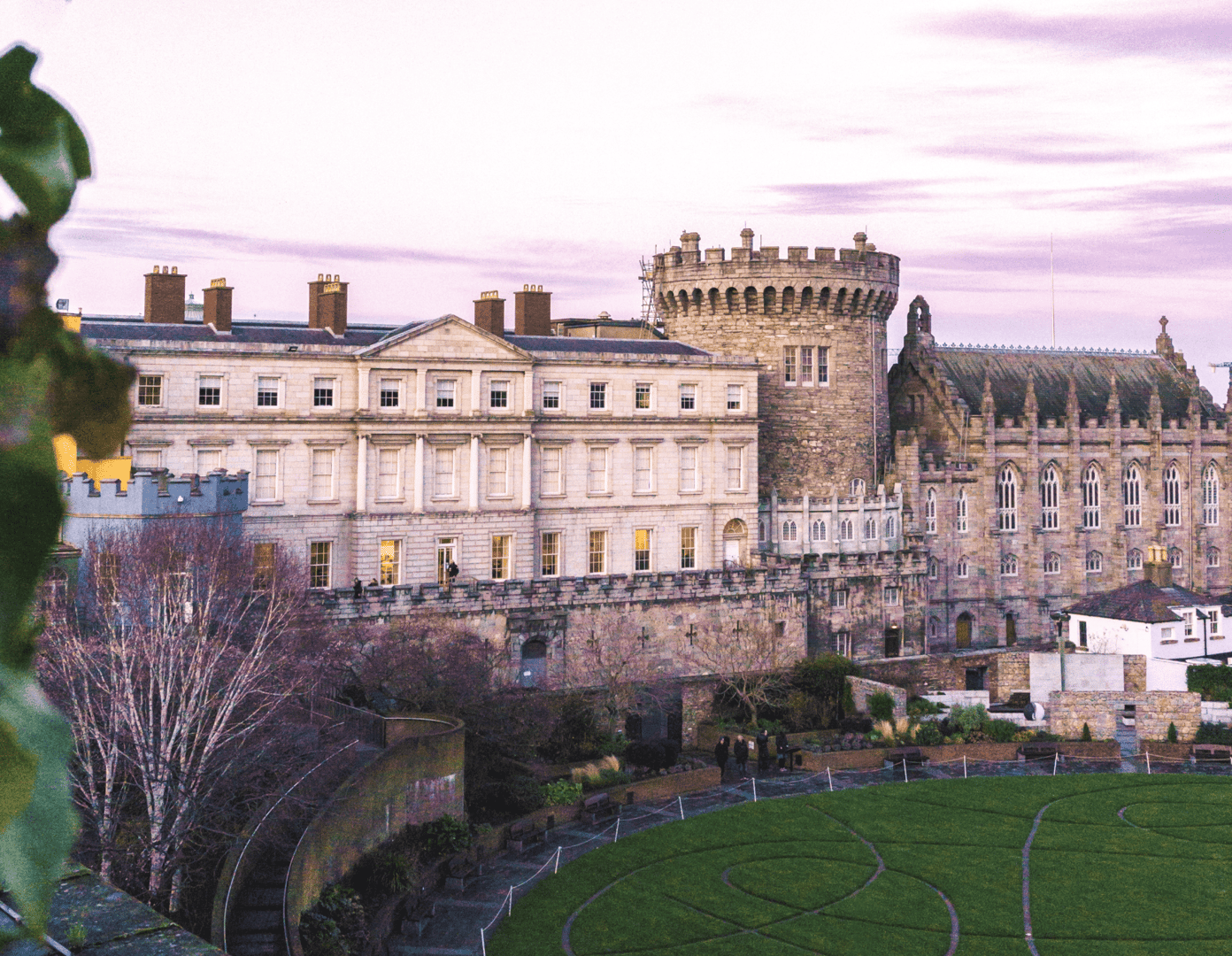 Aerial view of Dublin Castle with landscape in Dublin, Ireland on a Flight + Hotel Vacation Package