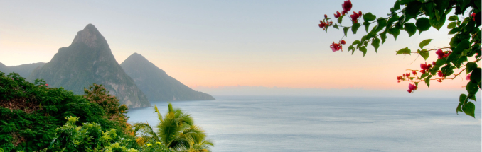 Aerial scenic beach and landscape view on a Caribbean JetBlue Vacations package to St. Lucia