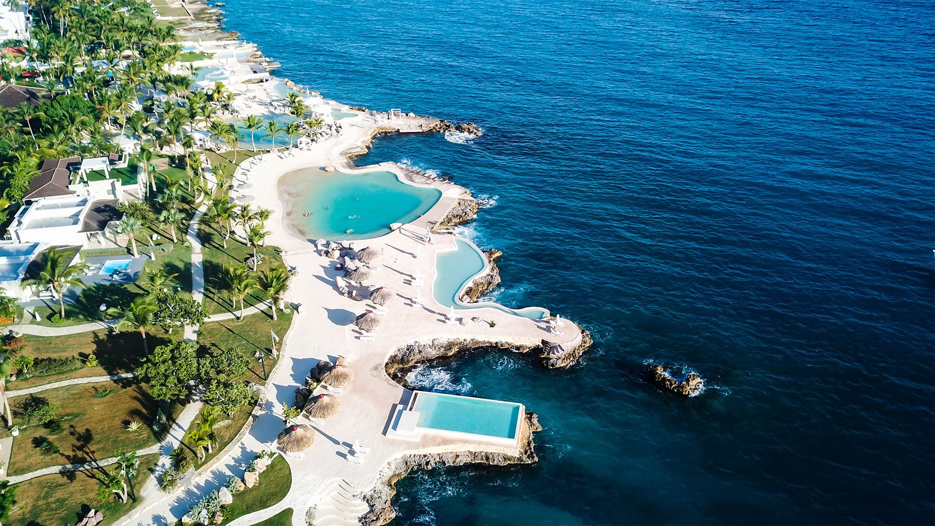 Aerial view of resort, pools and beaches on a JetBlue Vacations all inclusive Caribbean package to Dominican Republic