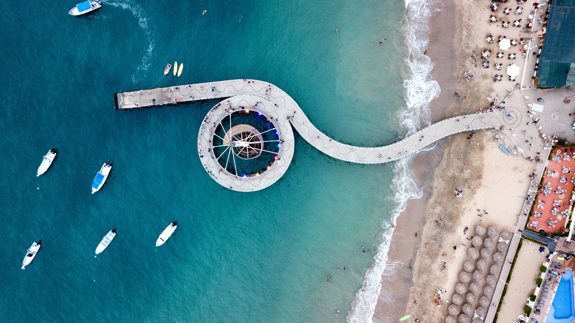 The Malecón boardwalk in Puerto Vallarta, Mexico on a flight and cruise vacation package
