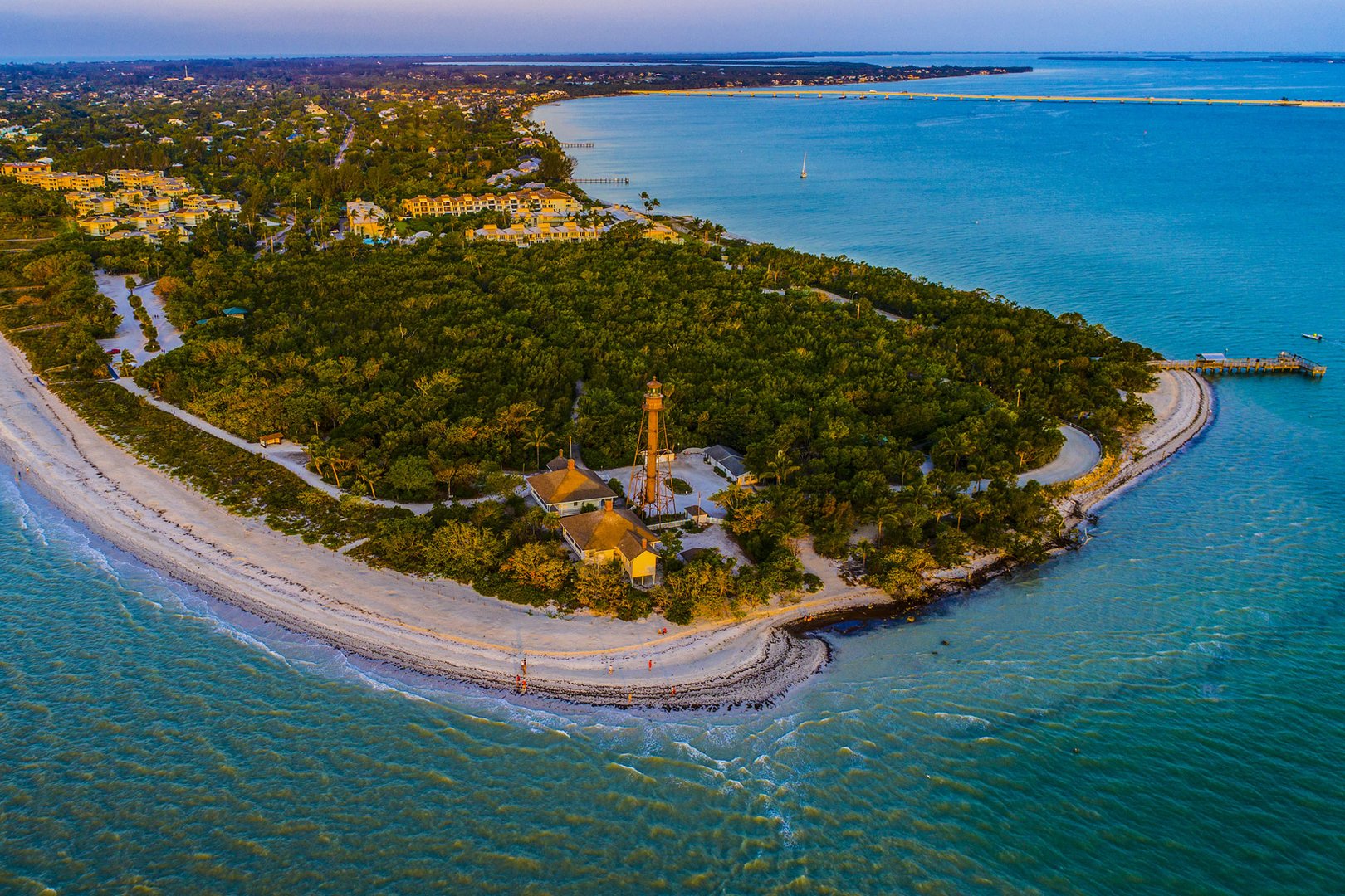 Aerial view of Sanibel Island, Florida on a Fort Myers Flight + Hotel all inclusive vacation package