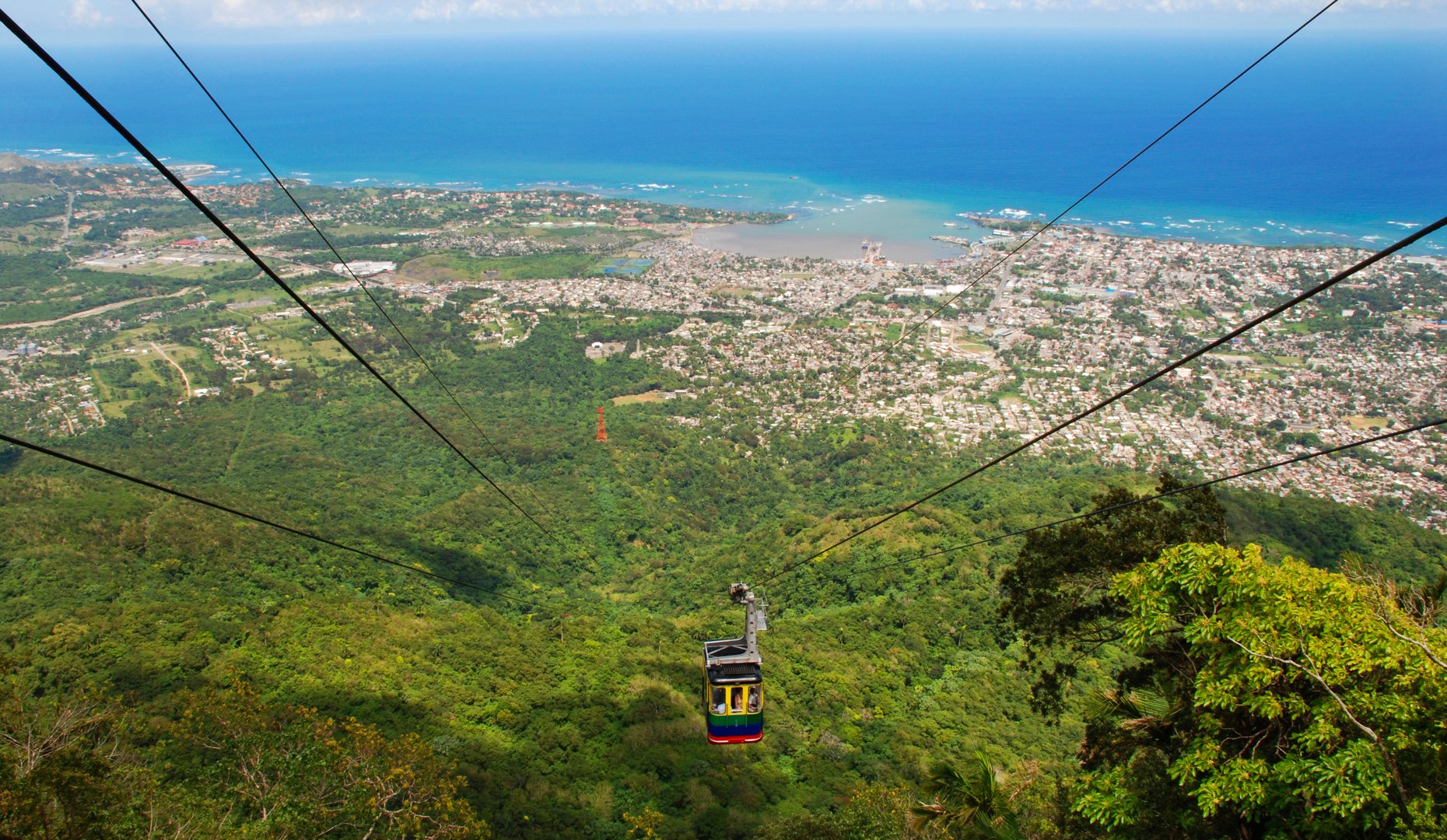 Aerial view of cable car in Puerto Plata, DR on a Flight + Hotel JetBlue Vacations Caribbean package