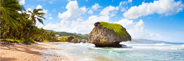 Scenic beach view on a tropical Caribbean JetBlue Vacations package to Barbados