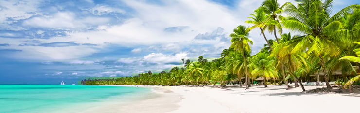 View of beach and trees during a JetBlue Vacations all inclusive package to Mexico